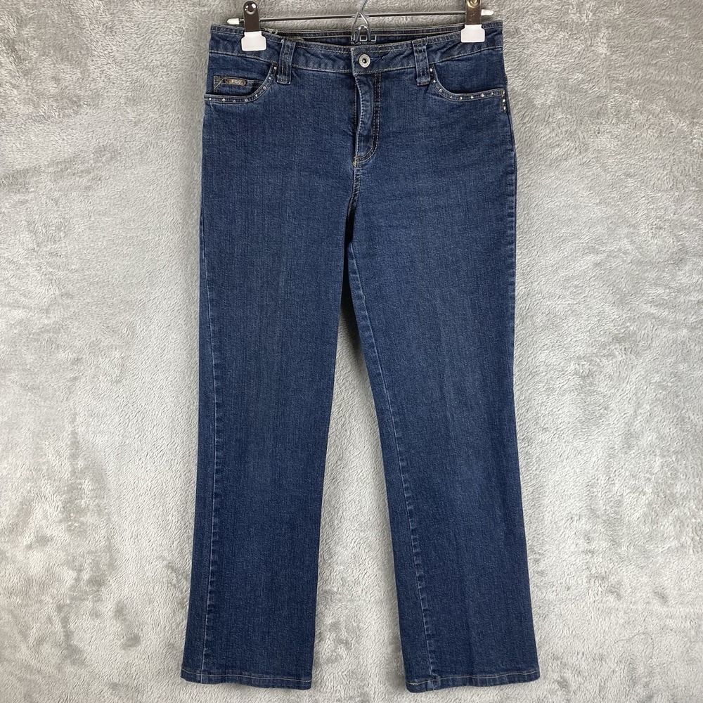 FDJ‎ French Dressing Jeans Womens 4 Kylie Bootcut Embellished Stretch Dark Wash